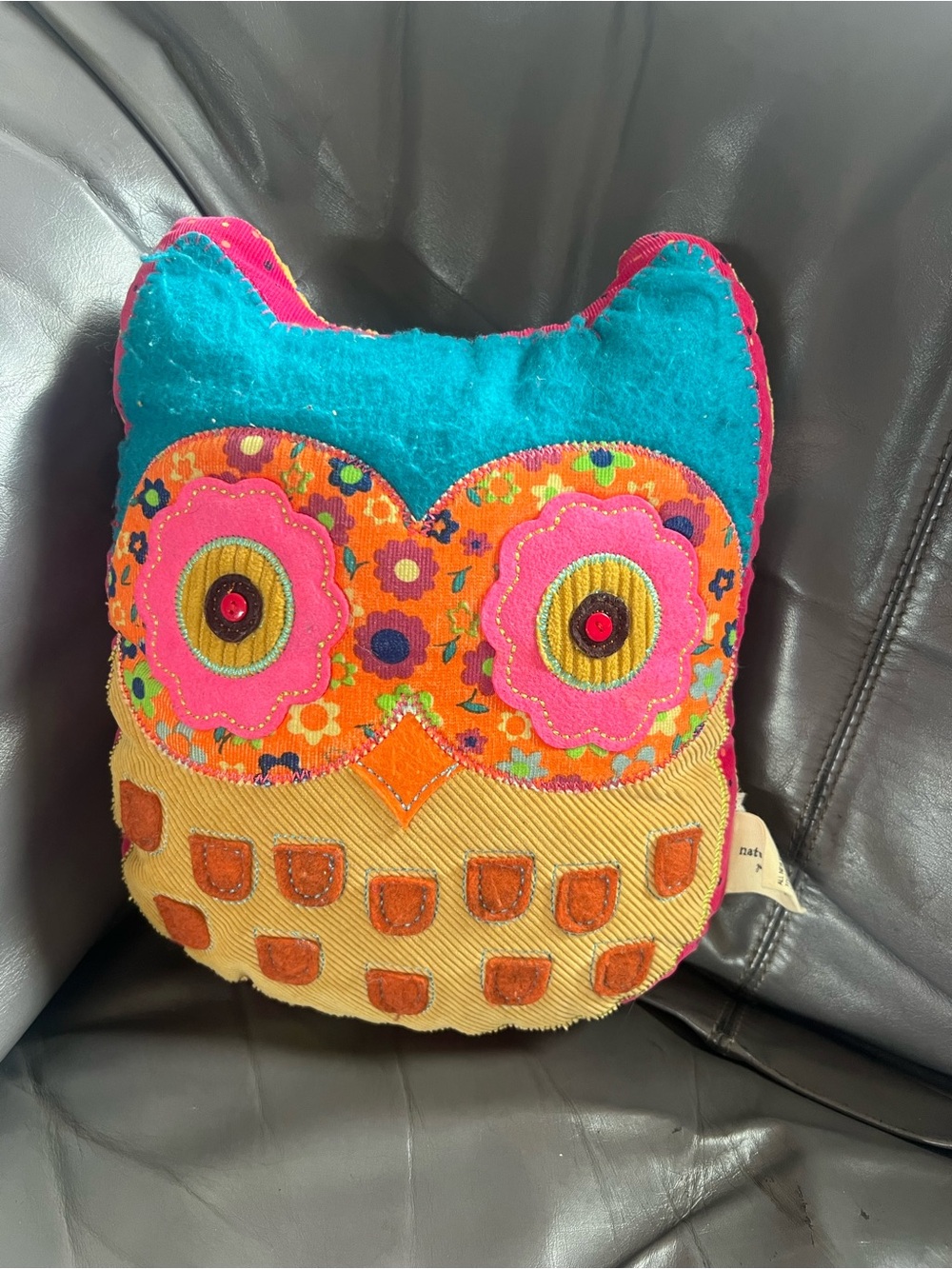 NATURAL LIFE Teal, Pink, Orange & Yellow Owl Accent Pillow